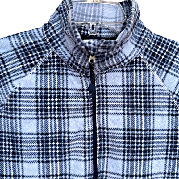 Eddie Bauer Quest Fleece 1/4 Zip Top Size Large Women’s Blue Plaid - Picture 7 of 7